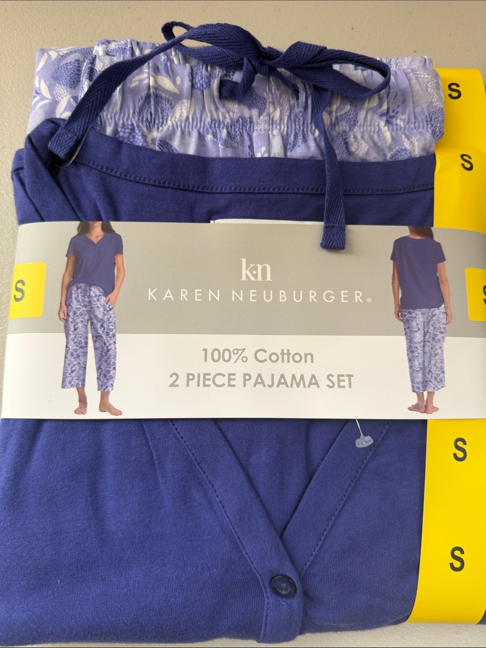 Karen Neuburger Kids Navy Purple Two-Piece Cotton Pajama Set